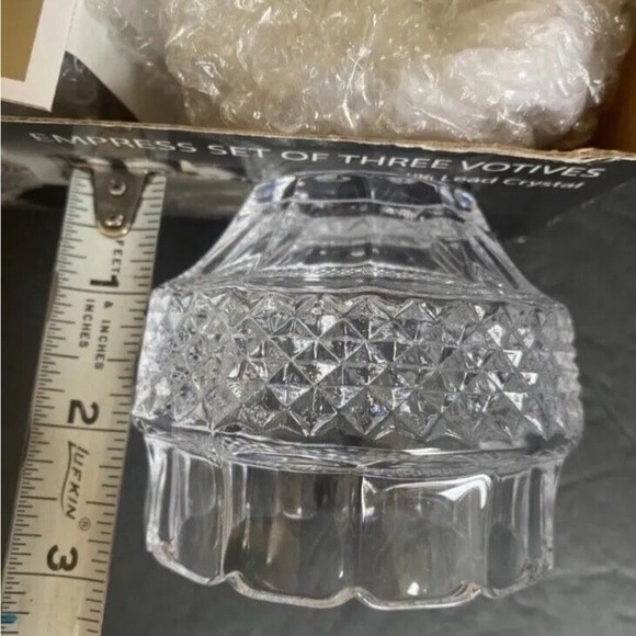 SHANNON CRYSTAL SET OF 3  "VOTIVES"  BY GODINGER 24% LEAD CRYSTAL NEW IN BOX - Picture 11 of 12